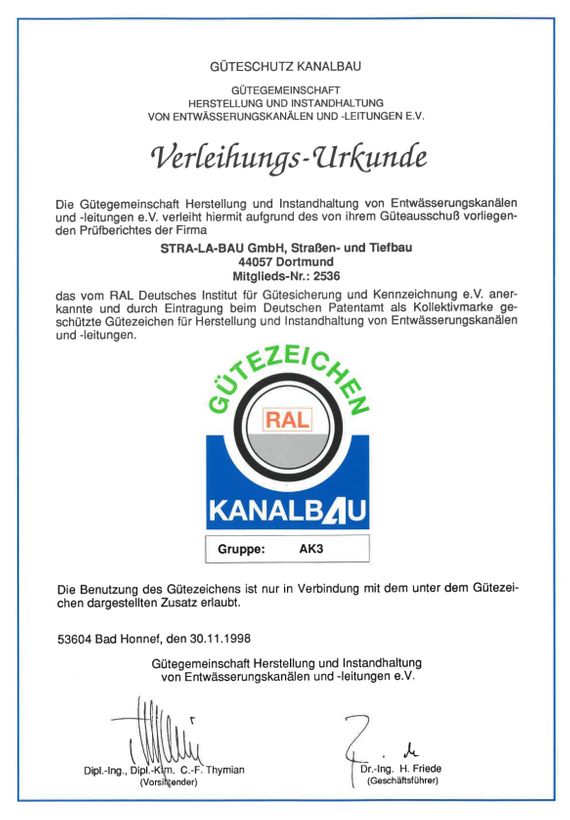 Güteschutz Kanalbau